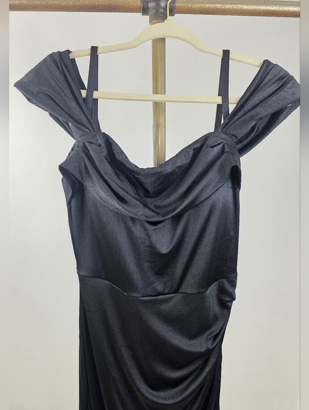 Popilush Women's Black Shimmer Off The Shoulder Multi Way Wear Maxi Dress XL - Picture 8 of 14